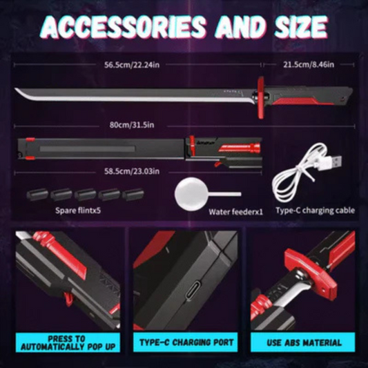 LED Retractable Anime Katana Sword | Light-Up Blade with Type-C Charging - Image 2